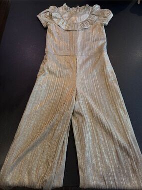 Janie and Jack Metallic Gold Ruffle-Neck Jumpsuit